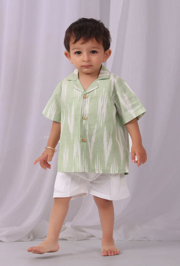 Mint green Ikat Half Sleeves Shirt
